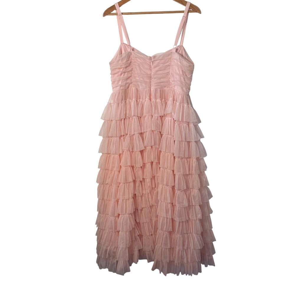 Torrid Pink Tulle Ruffle Tiered Midi Dress Plus Size 16 Sweetheart Neckline - Picture 4 of 6
